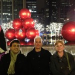 The giant red ornaments, in the fountain plaza at 1251 Avenue of the Americas (Sixth Avenue),